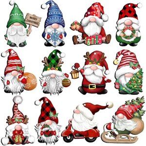 24 Pieces Christmas Gnome Wooden Hanging Ornaments, Wood Hanging Decor for
